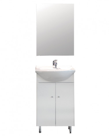 MÓVEL+LAVAT +ESP BRANCO 55 CM + LAVATÓRIO + ESPELHO