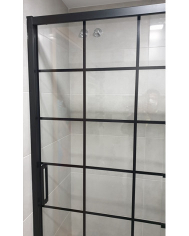 RESGUARDO DUCHE PRETO 140X195 CM PORTA CORRER 2