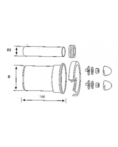 CANHAO SANITA RECTO KIT SUSP/NORMAL D90/D2 44/(622501)