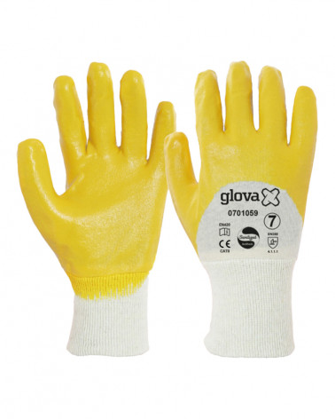 LUVA NITRILO AMARELO N.9 PUNHO MALHA