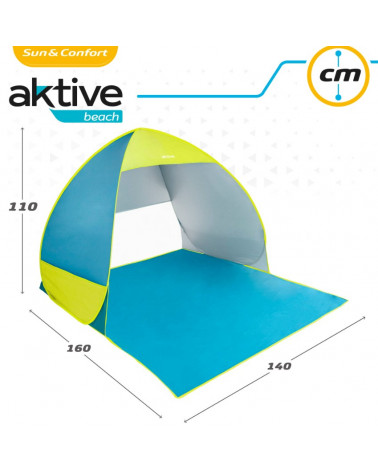 TENDA PRAIA POLIESTER UV50 160X140X110CM AZUL/VERDE