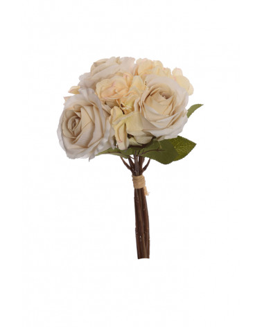 FLORA BOUQUE ROSAS/HYDRANGEA PEROLA X7 36CM