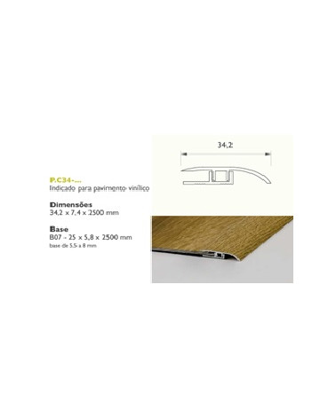 PERFIL ALUMINIO TRANSICAO C34 2,5MT CARV. CINZA CLARO (103)
