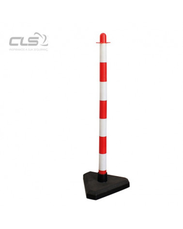 POSTE PLAST. SINAL. BRANCO/VERMELHO 90 CM Ø 4 CM