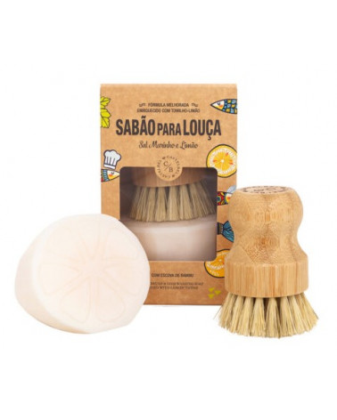CASTELBEL SET ESCOVA BAMBU + SABAO P/LOUÇA