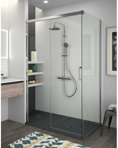RESGUARDO DUCHE CROMADO 150X195 CM PORTA CORRER 6