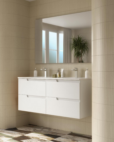 MÓVEL + LAVATÓRIO BRANCO MATE 120 CM + LAVATÓRIO