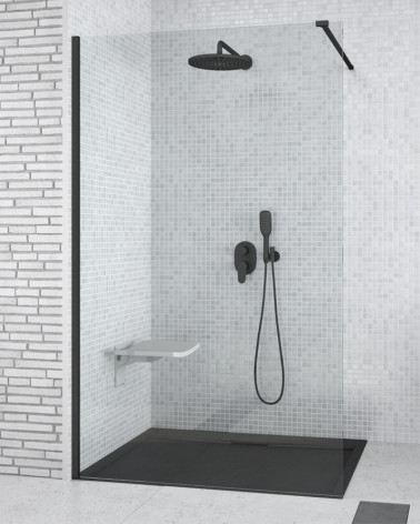 PAINEL FIXO DE DUCHE DUCHE PRETO 100X195 CM FIXO 8