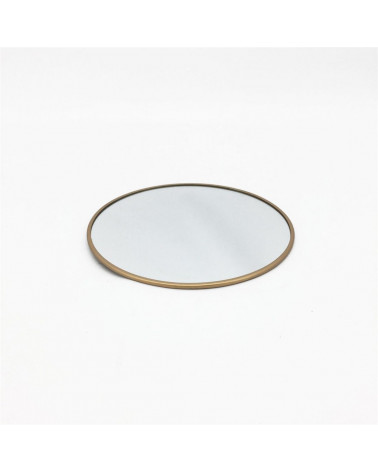 FLORA BASE ESPELHO REDONDA C/ARO OURO 20CM