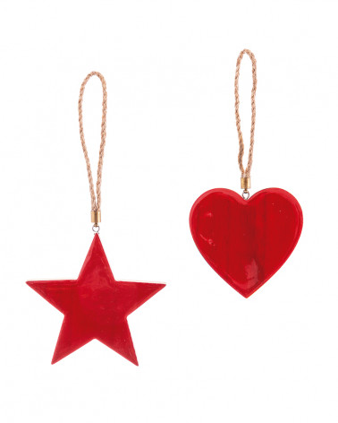 UNI NATAL PENDENTE FIGURAS MADEIRA VERMELHO 2/M 8X1X9CM