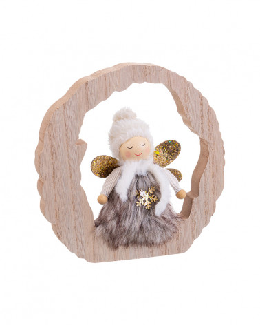 UNI NATAL TRONCO ANJO MADEIRA 18X19X2 CM