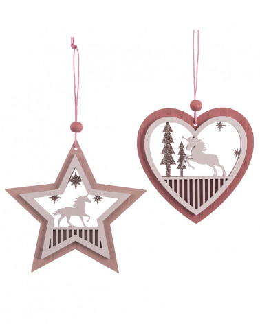 UNI NATAL PENDENTE UNICORNIO MADEIRA 2/M 11X0.70X11CM