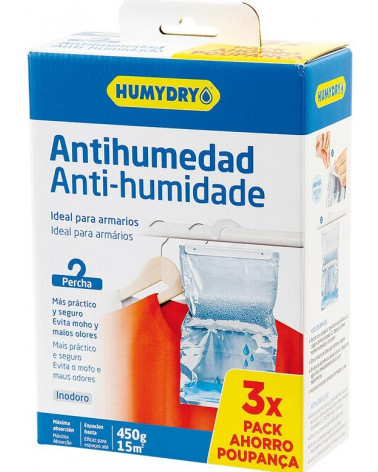 HUMYDRY CABIDE P/ROUPEIRO ANTI-HUMIDADE PACK 3X450G NEUTRO