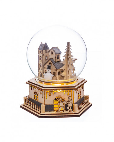 UNI NATAL CAIXA MUSICA PAISAGEM MADEIRA 12,50X14X16 CM