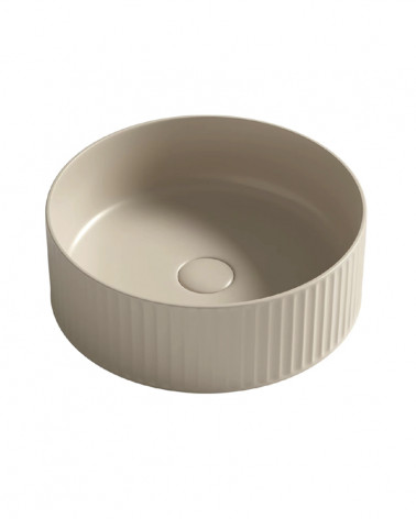 LAVATÓRIO POUSAR KAZA  REDONDO CREME MATE 36X36X12 CM
