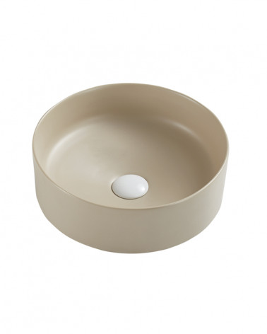 LAVATÓRIO POUSAR KAZA  REDONDO CREME MATE 36X36X12 CM