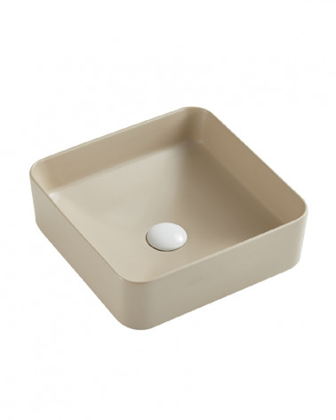 LAVATÓRIO POUSAR KAZA  QUADRADO CREME MATE 36X36X12 CM