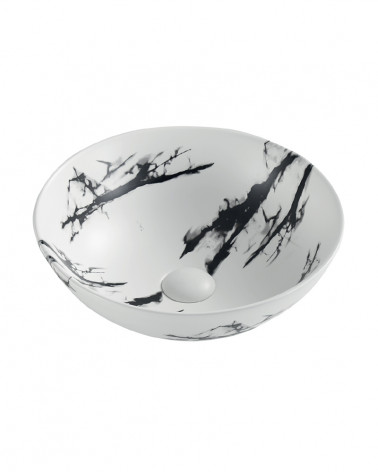 LAVATÓRIO POUSAR KAZA  REDONDO CALACATA 40X40X13.5 CM