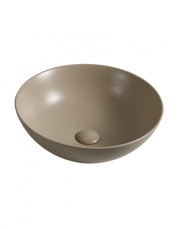 LAVATÓRIO POUSAR KAZA  REDONDO CREME MATE 40X40X15 CM