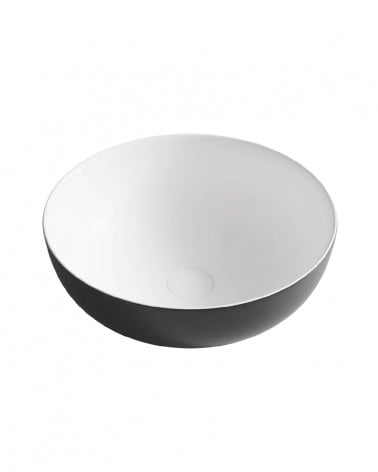 LAVATÓRIO POUSAR KAZA  REDONDO PRETO E BRANCO 40X40X13.5 CM