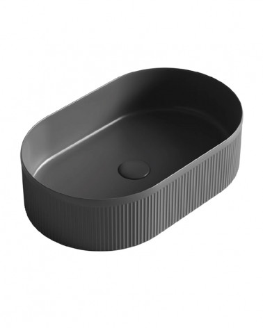 LAVATÓRIO POUSAR KAZA  OVAL PRETO MATE 49X31.5X13 CM