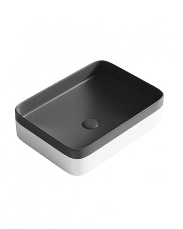 LAVATÓRIO POUSAR KAZA  RETANGULAR BRANCO E PRETO 50X37.5X13.5 CM