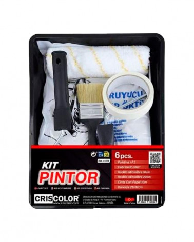 KIT PINTURA (TABULEIRO+ROLO+ESPATULA+COBERTURA+FITA)