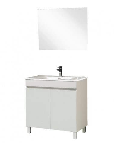 MÓVEL+LAVAT +ESP BRANCO 80 CM + LAVATÓRIO + ESPELHO