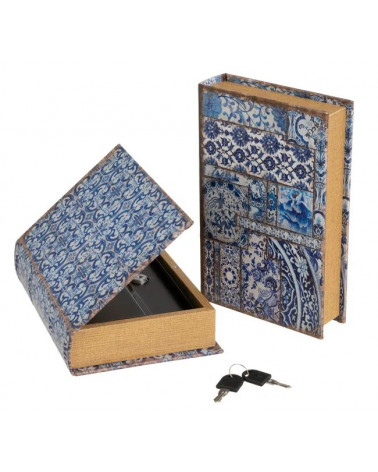 UNI LIVRO DECOR. BLUISH PU-MDF-METAL 16X5X24CM