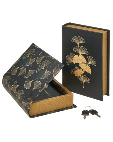 UNI LIVRO DECOR. GINKGO PU-MDF-METAL 16X5X24CM