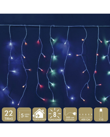 UNI CORTINA LUZES 110 LED MULTICOLOR IP44 400CM