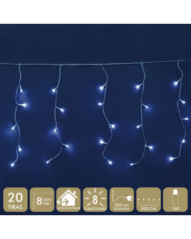 UNI CORTINA LUZES 160 LED BRANCO IP44 500CM