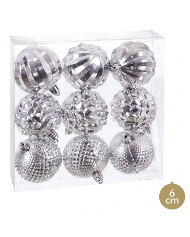 UNI S/9 BOLA PLASTICO PRATA 6X6X6CM