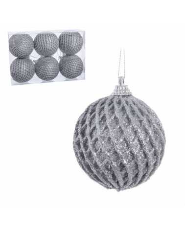 JU CONJ. 6 BOLAS PRATA 6X6X6