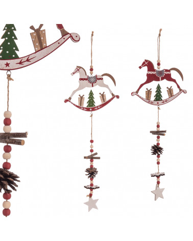 UNI NATAL PENDENTE CAVALOS MADEIRA 2/M 48CM