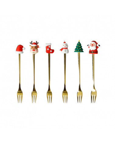 BRAN. SET 6 GARFOS DOURADO/INOX 15 CM 89911