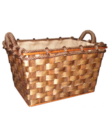 CESTO LENHA VIME RECTANGULAR CASTANHO