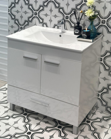 MÓVEL CASA DE BANHO BRANCO 80 CM + LAVATÓRIO