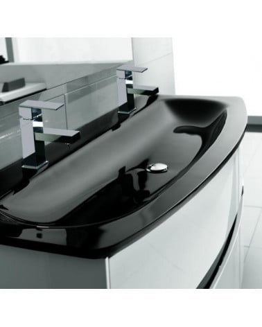 LAVATÓRIO SOBRE MÓVEL RETANGULAR PRETO 132X53X1.2 CM