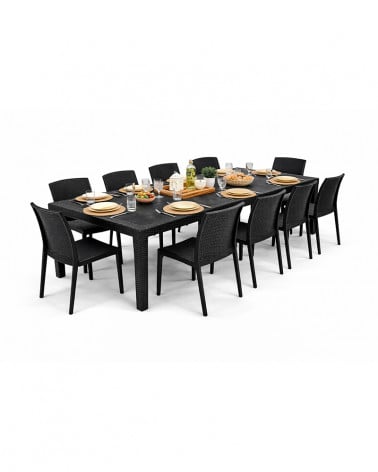 CONJUNTO DE JARDIM RELAX JARDIM PRETO 220X90 CM