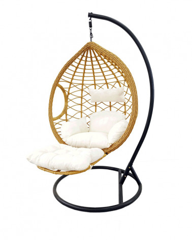 CADEIRA SUSPENSA BERLIM ACO-RATAN PE PRETA/NAT 122X105X195CM