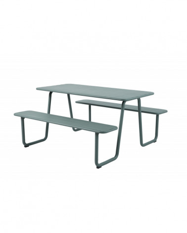 MESA JARDIM OASIS C/BANCOS MET. 150X148X74CM VERDE CLARO