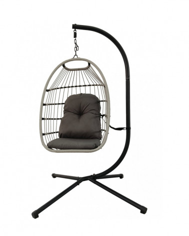 CADEIRA SUSPENSA MIRAGEM ACO-RATAN PE PT/CZ 108X80X193CM