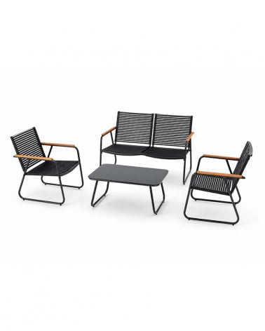 CONJ JARDIM VOLCANO 4 LUG. SOFA+MESA+2 CAD. PRETO