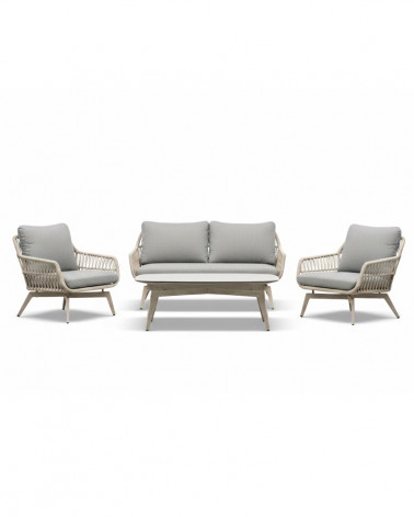 CONJ. JARDIM NIMBUS 4LUG. SOFA+2 CAD.+MESA ALUM. BEGE