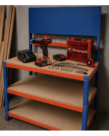 KIT BANCADA TRABALHO+EINHELL BERBEQUIM S/FIO TE-CD 2BAT+64AC