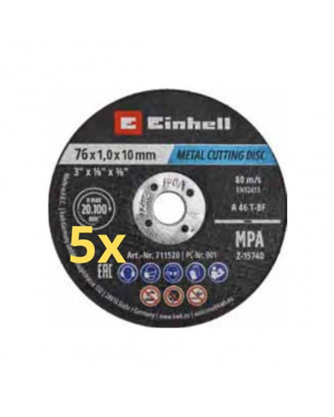 EINHELL CONJ. 5 DISCOS CORTE 76X1 MM