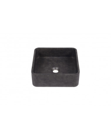 LAVATÓRIO POUSAR KAZA  QUADRADO PRETO 36X36X12 CM