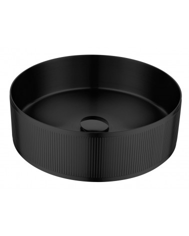 LAVATÓRIO POUSAR KAZA STRIPES REDONDO BLACK GUN METAL 40.2X40.2X12.5 CM