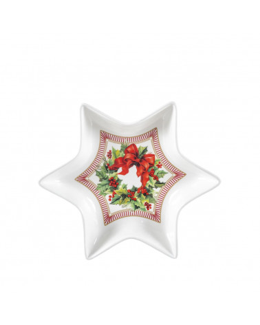 CASA NATAL PRATO ESTRELA 23X23CM PORCELANA 24791